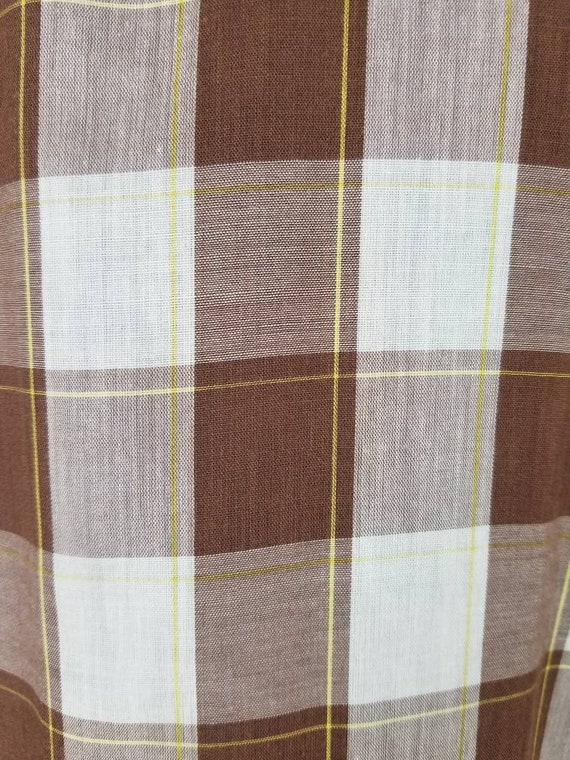 50s shirt, mens large, brown plaid, cotton poly, … - image 8