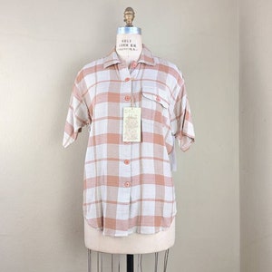 NEW 80s plaid blouse, short sleeved, ladies medium
