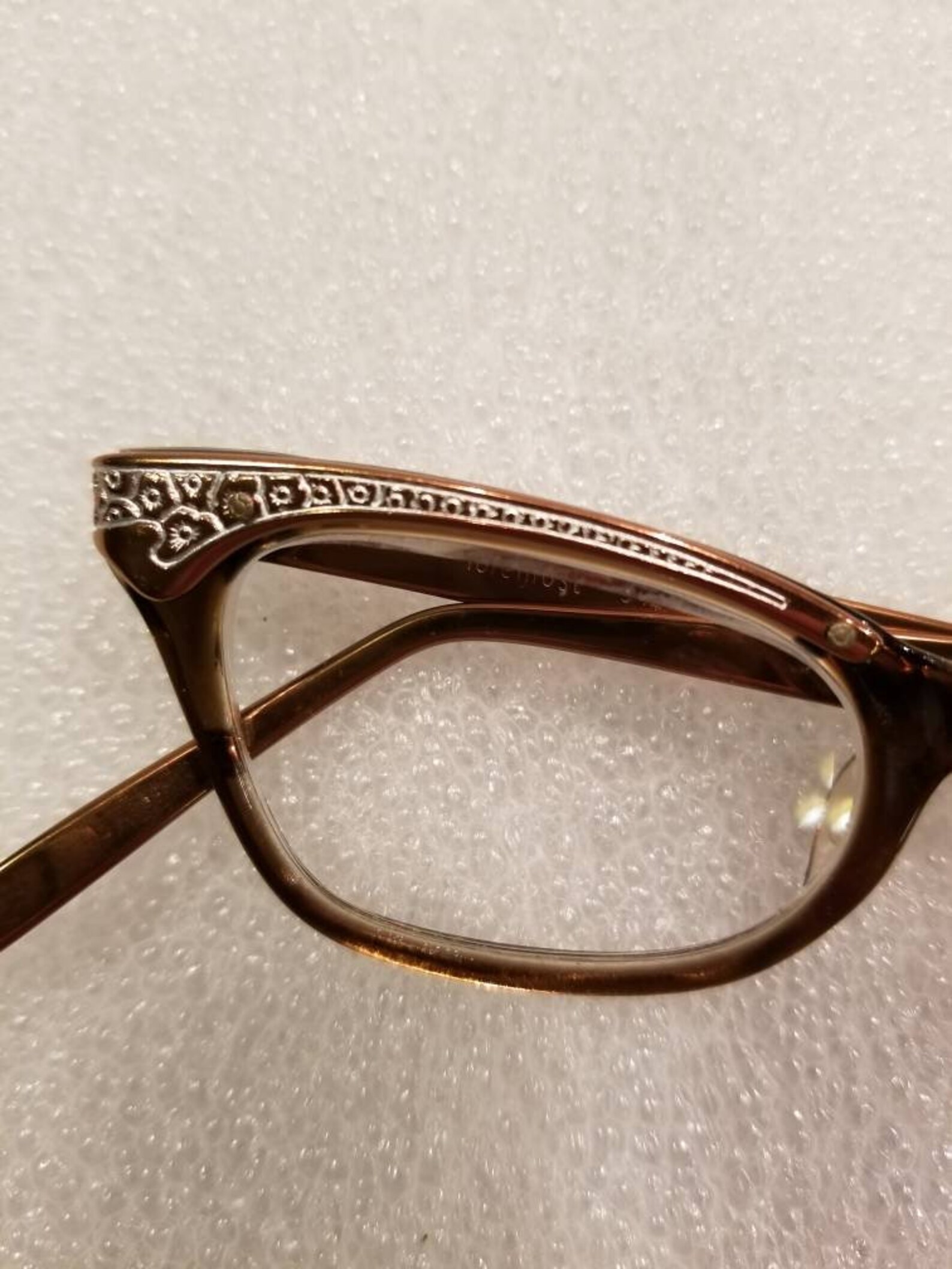 50s Ladies Vintage Horn Rimmed Glasses Clear Glass Non Etsy