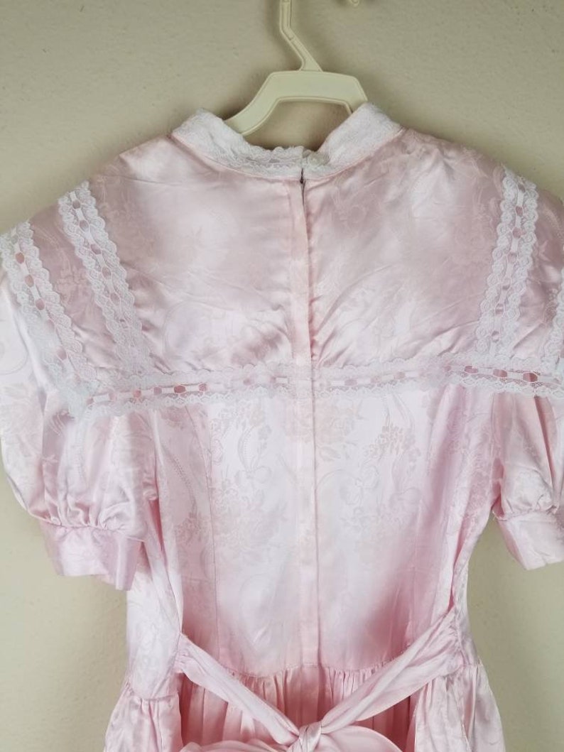 80s girls dress pink satin brocade size 14 Gunne Sax by Jessica McClintock