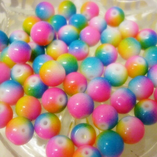 25 Bubblegum 8mm glass Beads,Unicorn Colors 8mm glass beads