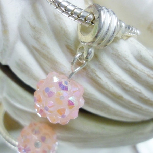Pink Crystals Disco Bead Euro Dangle Charm bead
