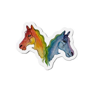 Horse watercolor magnets, rainbow horse decor, equestrian fridge magnets, horse lover gifts, artistic horse magnets, car magnet