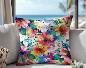 Colorful Waterproof Outdoor Pillow Cover – Bright Floral or Feather Cushion for Patio, Garden or Pool Decor
