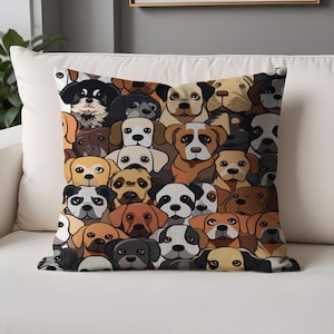 Dog Faces Throw Pillow Cover – Pet Lover Gift