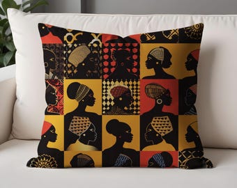 African Heritage Throw Pillow Cases | Afrocentric Decorative Cushion | Vibrant Tribal Art Design