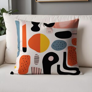 Fronhas Retro Vibes – Formas Modernistas Coloridas para Decoração Chique de Casa