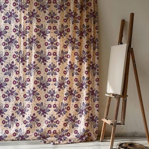 Vintage Floral Linen Curtain: Bohemian Sheer Window Drape