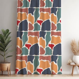 Abstract Curtain: Colorful Bold Shapes, Modern Art Panel