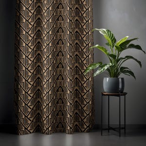 Gatsby Gold Chevron Vorhang - Art-Deco-Muster für luxuriöse Innenräume