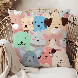 Fundas de almohada con caras de perros adorables: adorables cojines de perros de dibujos animados para amantes de las mascotas
