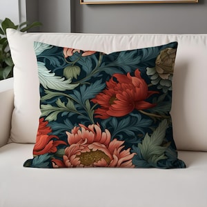 William Morris Golden Peony Pillow Cases – Luxurious Black & Gold Floral Cushion Covers for Elegant Home Décor