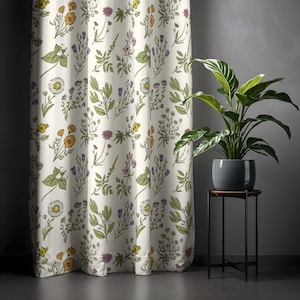 Cottagecore Floral Curtain - Vintage Botanical Pattern Home Decor
