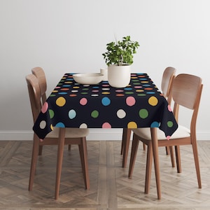 Colorful Polka Dot Tablecloth: Modern Black Dining Table Cover