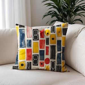 Abstract Art Throw Pillow Case – Mid-Century Modern Geometric Cushion – Retro Home Accent