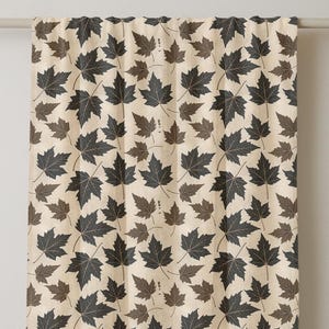 Maple Leaf Linen Curtain Panel: Autumn Brown Fall Decor