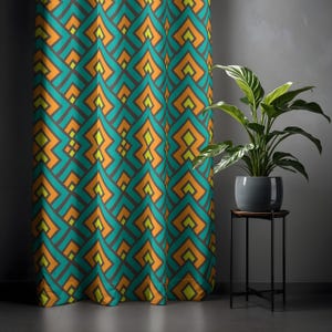 Geometrische Vorhänge in Petrol & Gelb: Boho Tribal Vorhänge