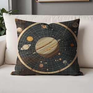 Taies d'oreillers Astral Odyssey - Carte de la galaxie vintage, accent d'espace mystique