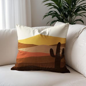 Minimalist Mountain Pillow Cover - Warm Sunset Cushion Cover - Abstract Nature Throw Pillow for Living Room & Bedroom