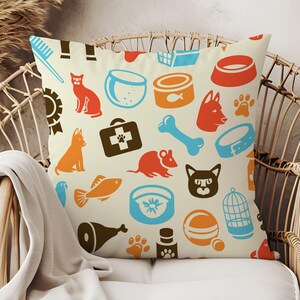 Playful Pet Print Pillow Cases- Paw Prints and Animal Accessories Design