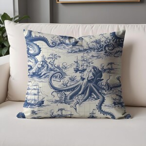 Capas de Almofada Treasures of the Deep Cushion – Carta Náutica com Lendas Marinhas e Polvo