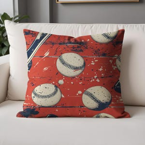 Vintage Baseball Throw Pillow Cover: Rustic Sports Decor