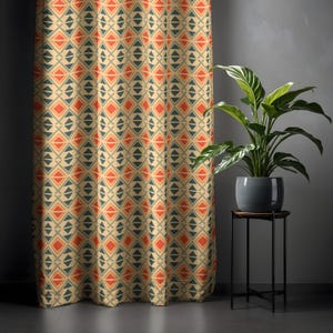 Boho Chic Window Curtain - Earthy Geometric Print for Stylish Spaces