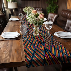Colorful Beaded Table Runner - Ethnic-Inspired Decor for Modern Homes