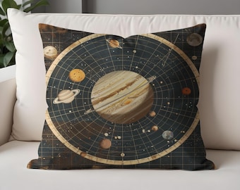 Astral Odyssey Throw Pillow Cases - Vintage Galaxy Map, Mystical Space Accent