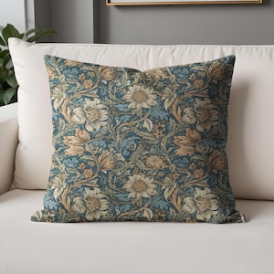 Poszewki na poduszki William Morris Floral Blue Inspired - dekoracyjna poduszka do eleganckiego wystroju domu