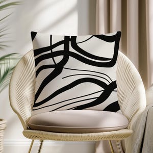 Black and White Abstract Line Art Pillow Cover: Modern Home Decor