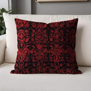 Gothic Damask Throw Pillow CasesCases – Red and Black Elegant Cushion Cover