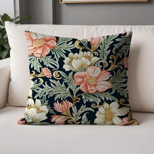 Oreiller floral William Morris - Coussin décoratif avec imprimé floral audacieux