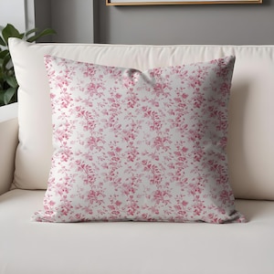 Pink Floral Pattern Throw Pillow Cases - Vintage Botanical Cushion for Home Decor