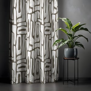 Bold Monochrome Mustervorhänge - Schwarz-Weiß-geometrische Vorhänge, stilvolle Fensterbehandlung, luxuriöser Akzent für Ihr Zuhause