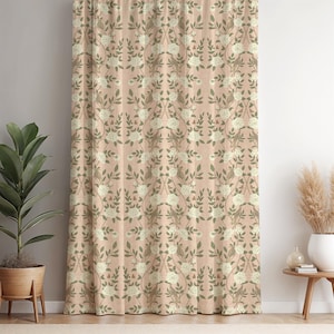 William Morris Style Curtain: Vintage Rose Floral Print, Arts & Crafts Decor