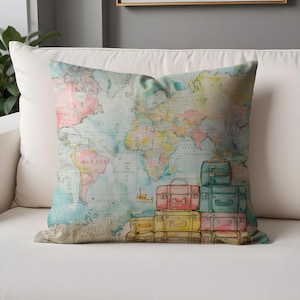 Taies d'oreiller Wanderlust Dreams - Coussin vintage inspiré des cartes et des voyages pour les aventuriers