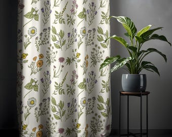 Cottagecore Floral Curtain - Vintage Botanical Pattern Home Decor