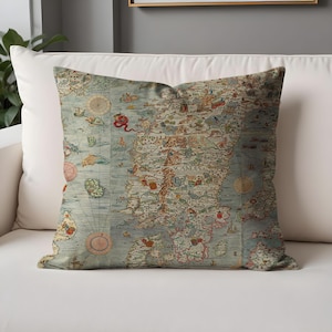 Taies d'oreiller Carte des rêves du voyageur - Conception cartographique ancienne pour les explorateurs du monde et les vagabonds