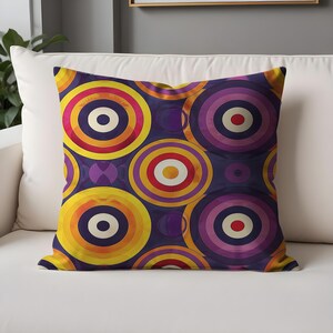 Retro Geometric Pillow Cover – Mid Century Modern Cushion, Colorful Abstract Home Decor, Funky Throw Pillow