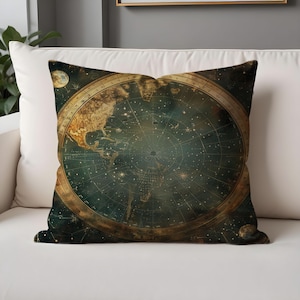 Taies de coussins carte céleste - coussin d'astronomie vintage, décoration de carte du ciel