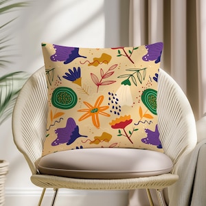 Capa de almofada floral abstrata: decoração de casa com arte moderna