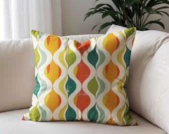 Mod-Inspired Geometric Throw Pillow Case - Vintage Style Cushion for Modern Interiors