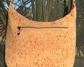 Cork Hobo Bag Purse Crossbody in Natural Rainbow Flecked CORK**