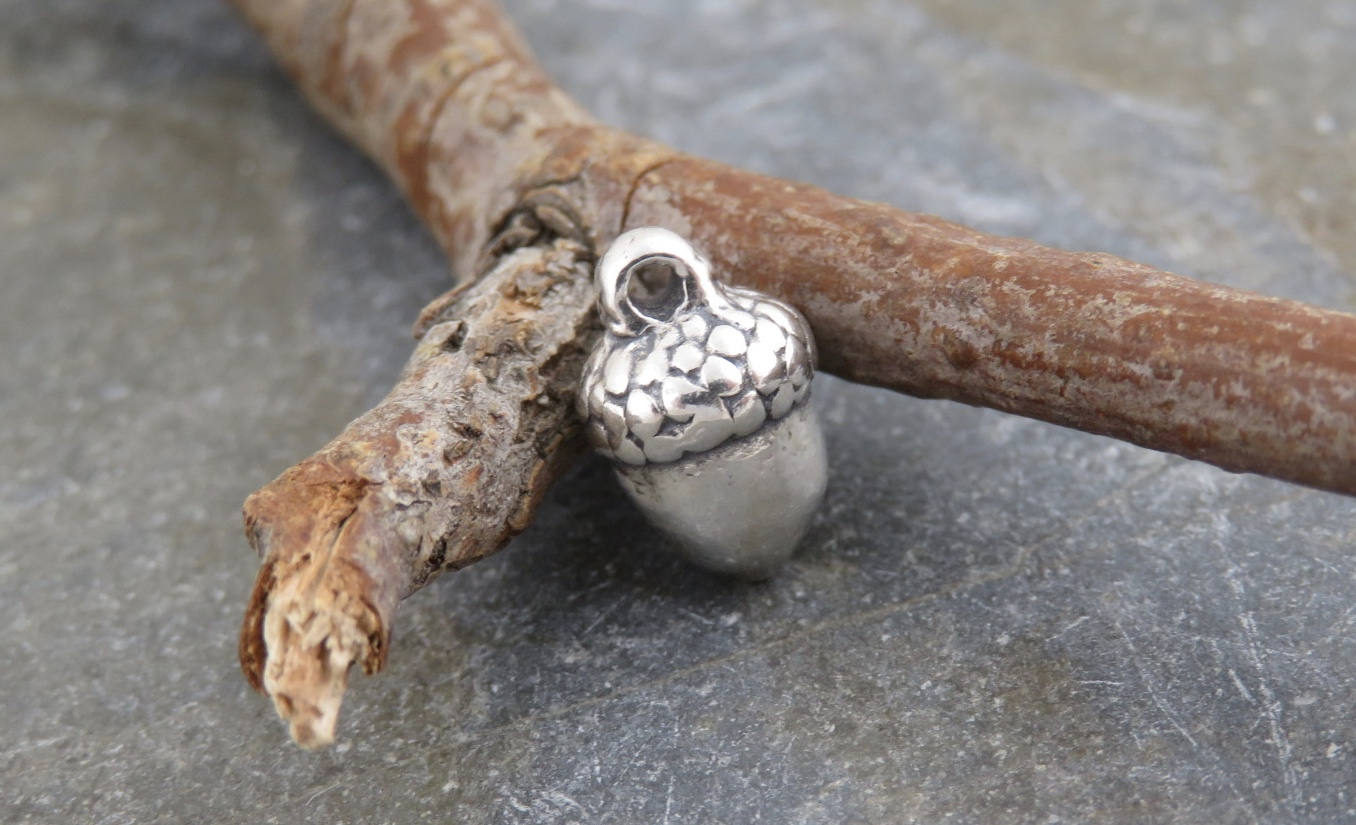 Tiny Solid Sterling Silver Acorn Charm or Petite Pendant | One Piece …