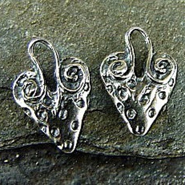 Itty Bitty Little Hearts - Artisan Sterling Silver Heart Charms - One Pair - Two Pieces