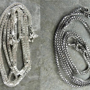 Sterling Silver Chain - Sterling Silver Box Chain - 16" 1mm Box Chain - Jewelry Supplies - Necklace Chain - Oxidized or Polished - BX