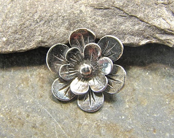 Sterling Silver Flower Shank Button - Sterling Silver Button - 1 Piece  Perfect For Leather Wrap Bracelets - Sterling Silver Findings - HK-8