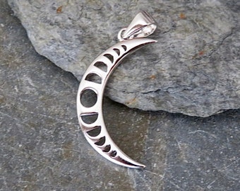 Sterling Silver Crescent Moon Phase Pendant | Jewelry Making Supplies | Handmade Findings | Sterling Silver Charm | Artisan Finding - CEL-12