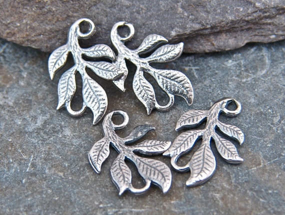 Leafy Links | Sterling Silver Connectors | Jewelry Making Supplies |  Sterling Silver Findings | Sterling Silver Links | 4 Pieces - LNK-32